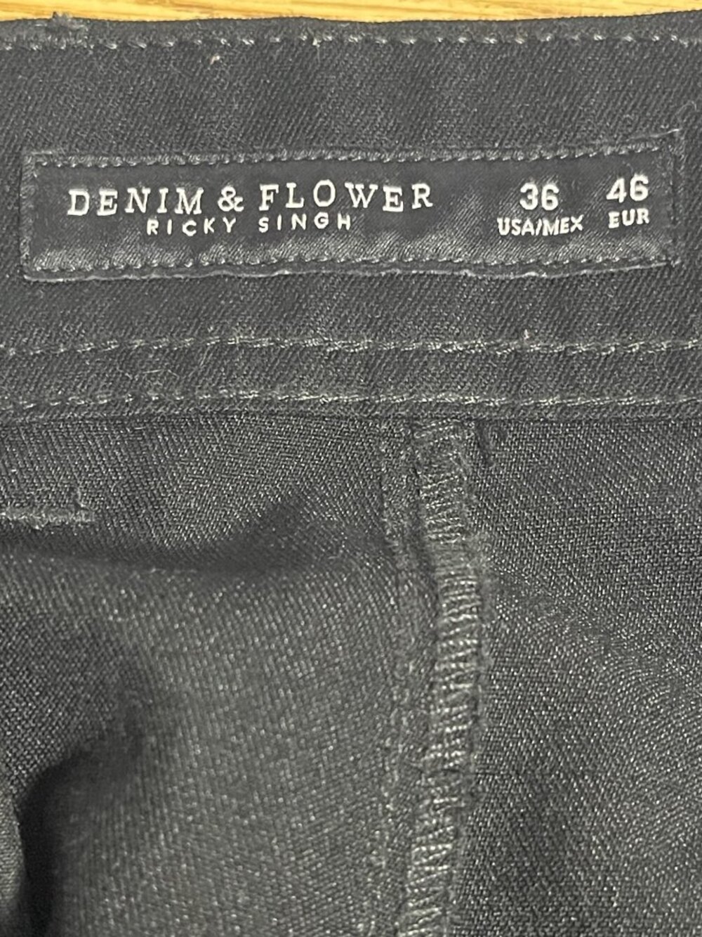 Denim & Flower Ricky Singh Mens Slim Fit Black Dress Pants Size 36x29 - Picture 3 of 5